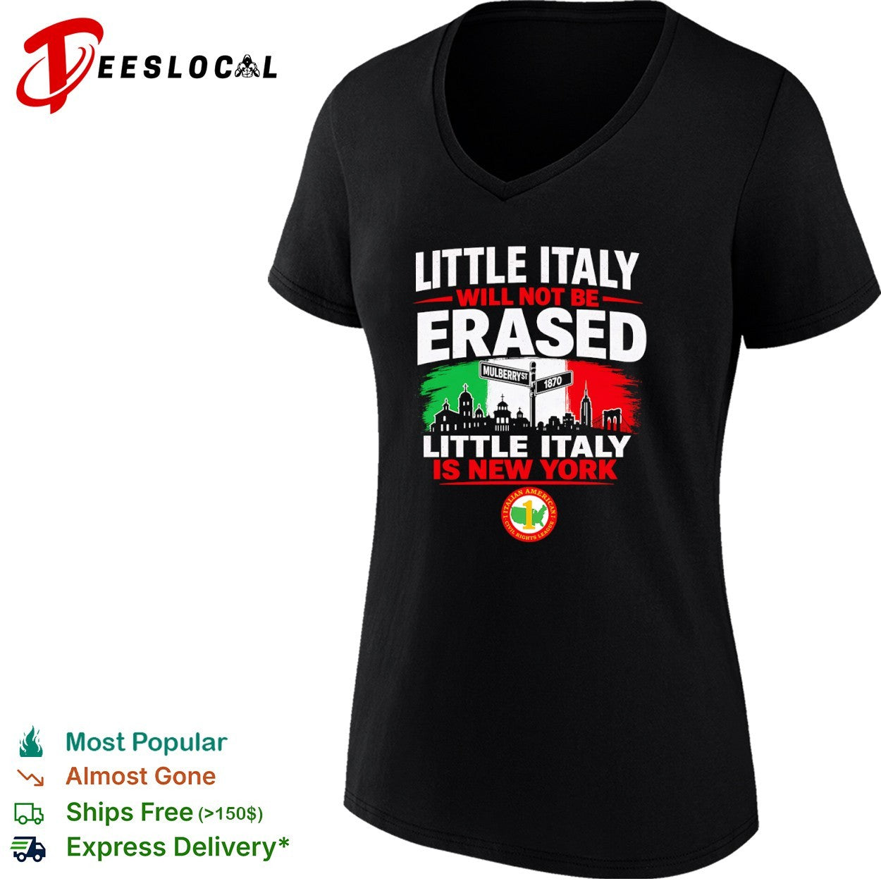 Little Italy Will Not Be Erased NY Italian American Civil Rights League shirt
