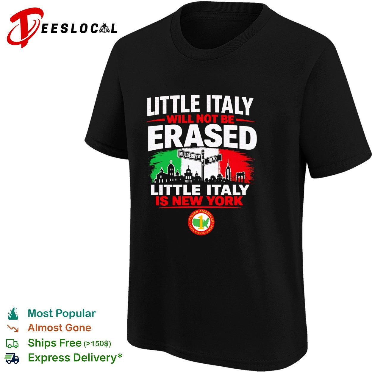 Little Italy Will Not Be Erased NY Italian American Civil Rights League shirt