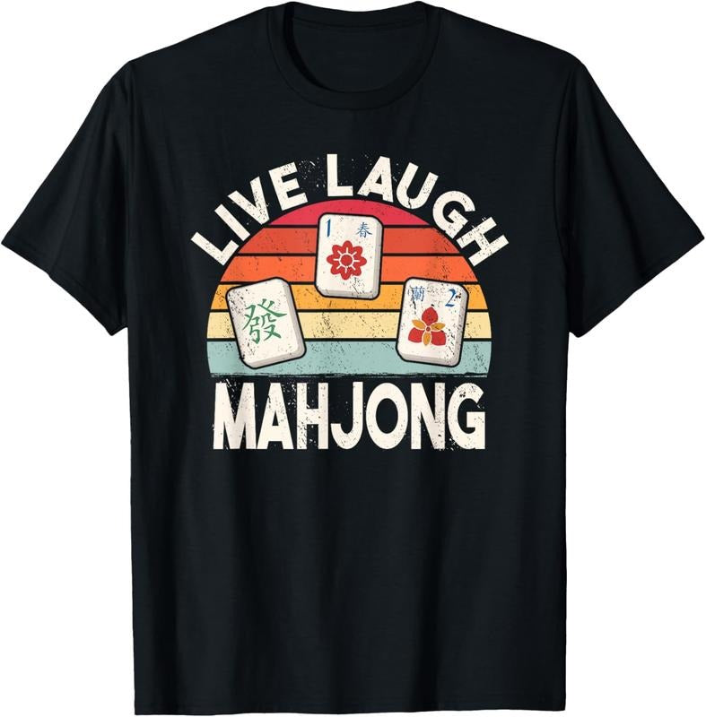 Live Laugh Mahjong retro mah-jongg chinese game tiles T-Shirt Hoodie, Sweatshirt | RetroVerseTees.com