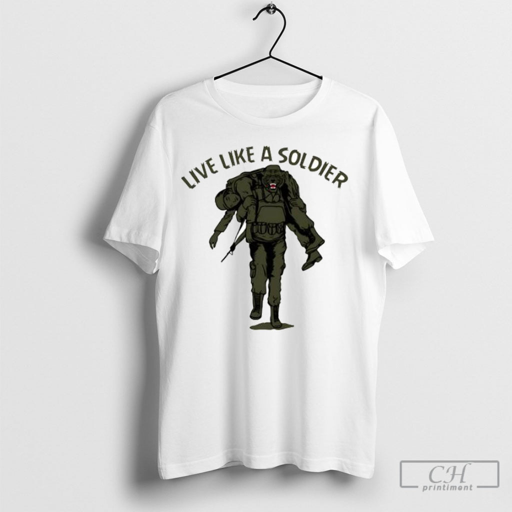 Live Like A Soldier Tiger Army Military Shirt Tee