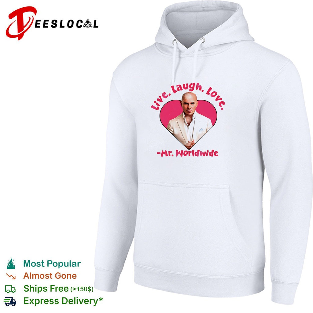 Live laugh love Mr Worldwide Pitbull portrait heart shirt