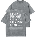Living Proof Of A Loving God Unisex Washed T-Shirt, Christian t shirts, Vintage 90s Graphic Tee, Gift Top Womenswear...