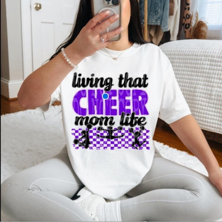 Living that Cheer Mom Life DTF Transfers - THIS IS NOT A SHIRT Hoodie, Sweatshirt | RetroVerseTees.com