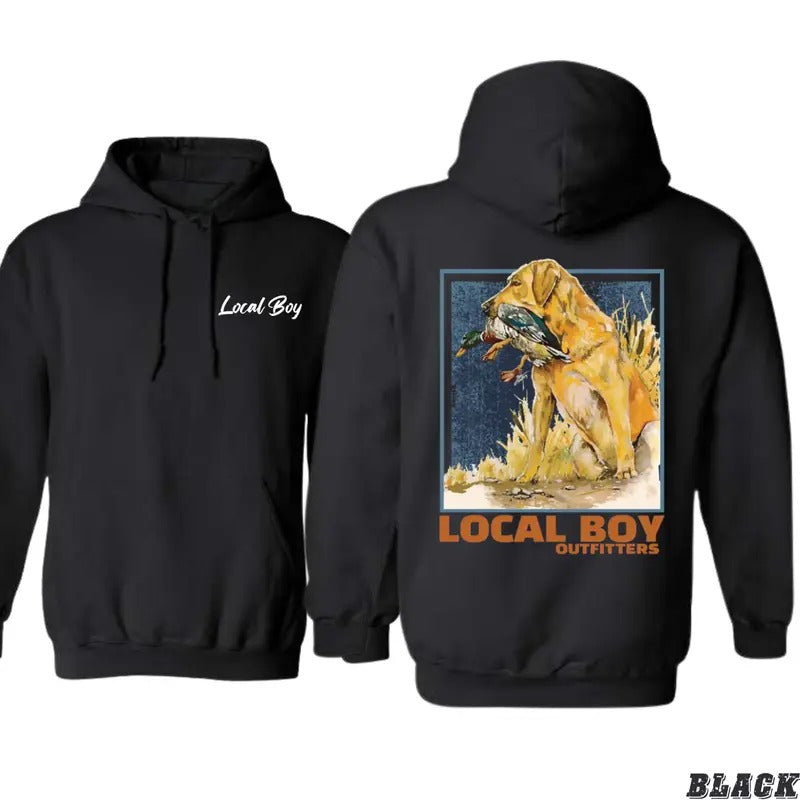 Local Boy Outfitters Hoodie - Bold Hunting Dog Gunpla brand Duck Graphic for Outdoorsmen - Sweaters, Menswear T-Shirts,...