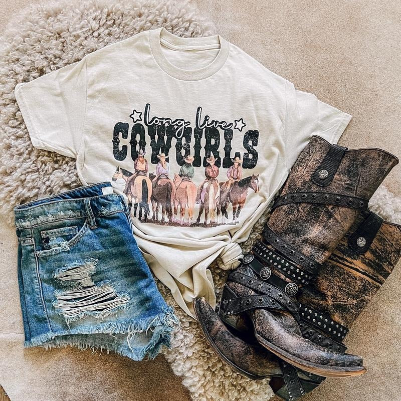 Long Live Cowgirls Graphic Tee Hoodie, Sweatshirt | RetroVerseTees.com