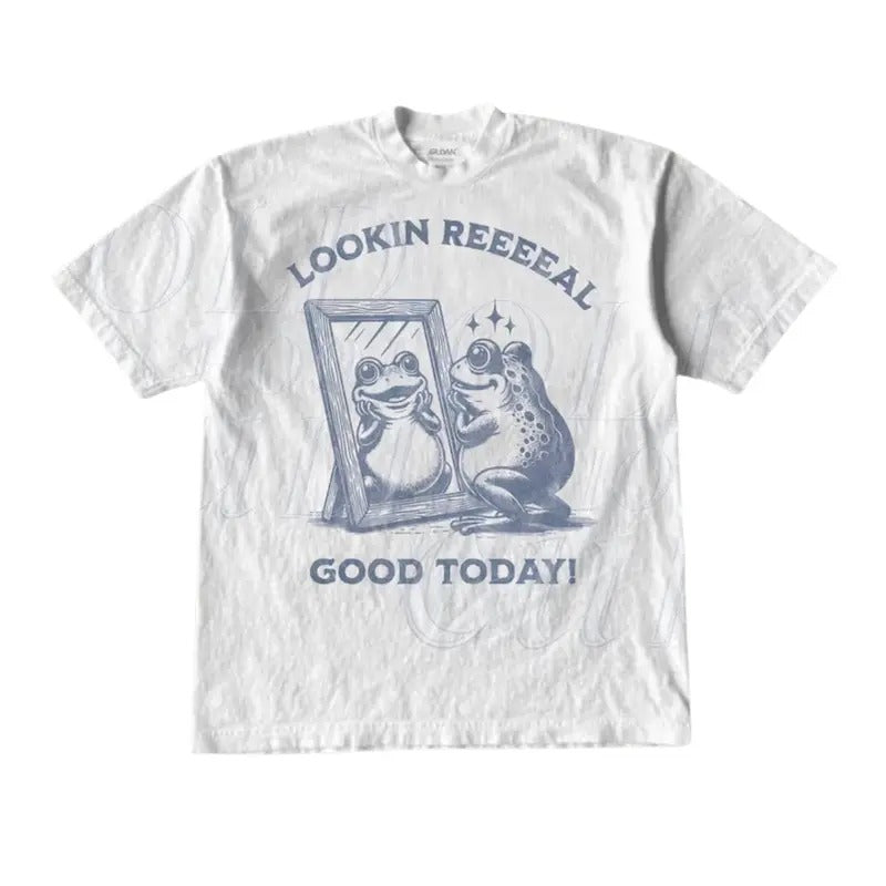 Looking Real Good Today Vintage Style Frog T-Shirt, Retro Funny 90s Unisex Adult Frog Shirt, Funny Toad Graphic Shirts,...