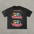 Loose Lip Print Cotton Graphic T-Shirt, Y2k Shirt, Hip Hop, Unisex T-Shirt, Gift For Men Women Womenswear Menswear Top...