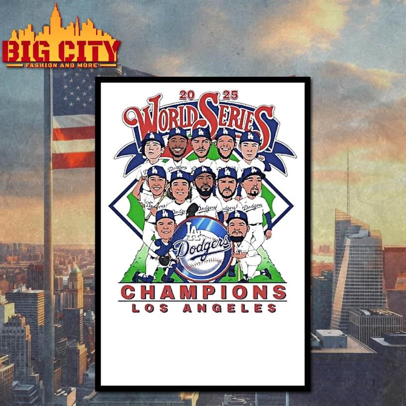 Los Angeles Dodgers 2025 World Series Champions Players Signatures Shirt