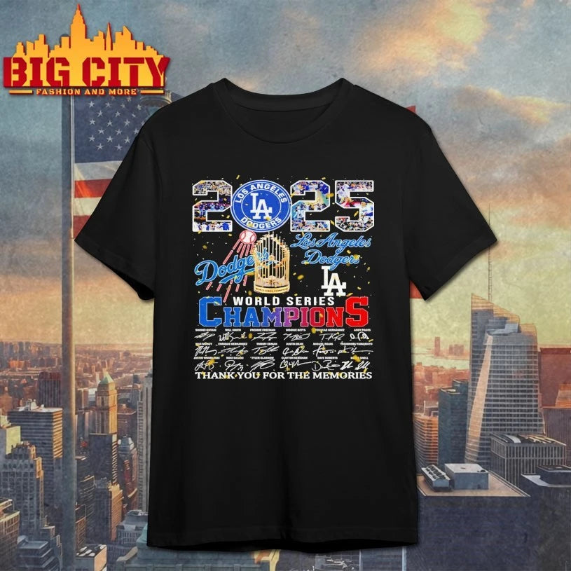 Los Angeles Dodgers 2025 World Series thank you for the memories signatures shirt