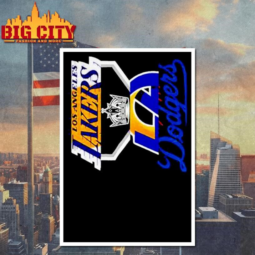Los Angeles Teams Dodgers Kings Lakers and Rams logo shirt