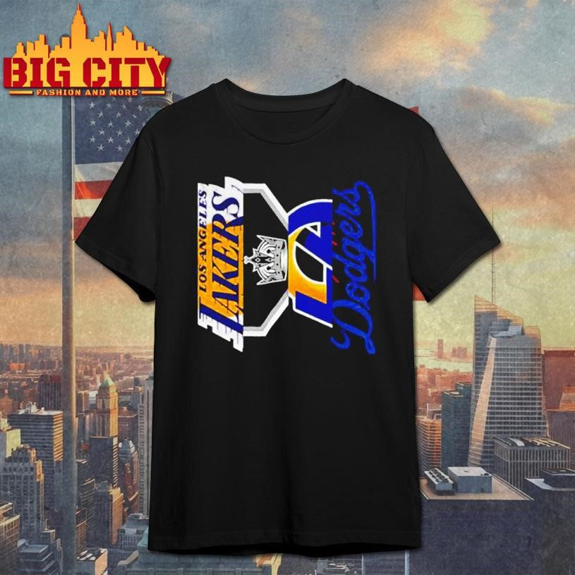 Los Angeles Teams Dodgers Kings Lakers and Rams logo shirt
