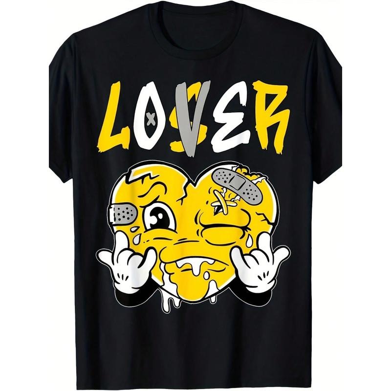 Loser Lover Yellow Drip Heart Matching Outfit T-Shirt For Men - Fashionable Graphic Tees For Couples