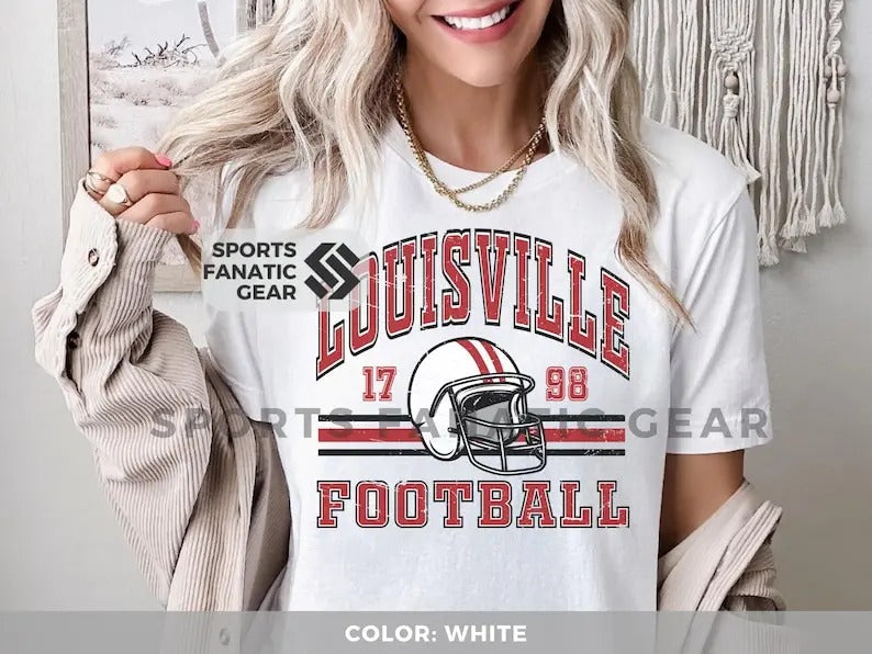 Louisville Retro College Football Shirt, Vintage Style Football Tshirt for Game Day, College Student Alumni Gift Hoodie,...