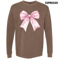 Lovable Pink Bow Long Sleeve Comfort Colors T-Shirt 'NLB' Hoodie, Sweatshirt | RetroVerseTees.com