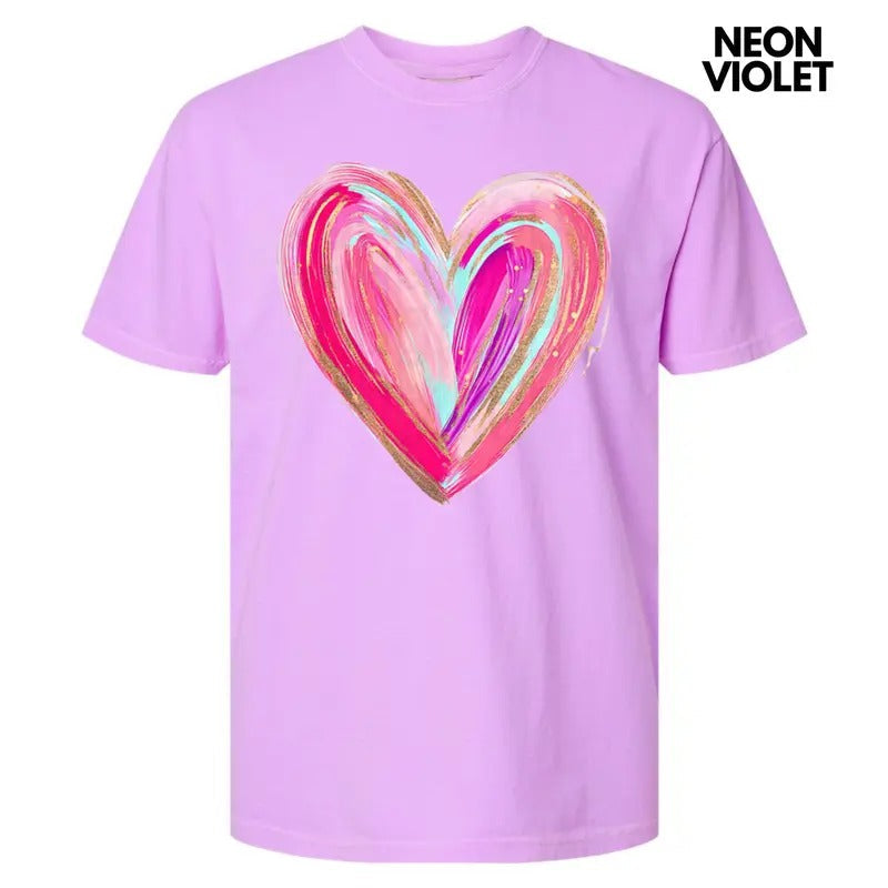 Love Brushstroke Heart Comfort Colors T-Shirt Hoodie, Sweatshirt | RetroVerseTees.com