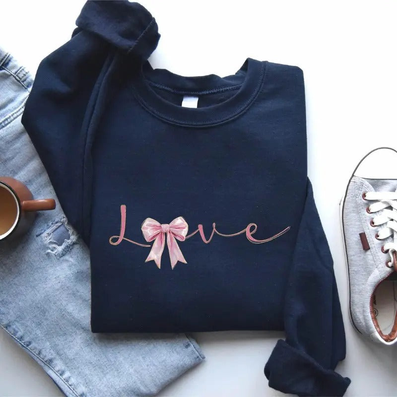 Love Coquette Shirt, Coquette Bow sweatshirt, Valentines Day Hoodie, Love Shirt, Valentine Coquette Bow Shirt, Pink Bow...