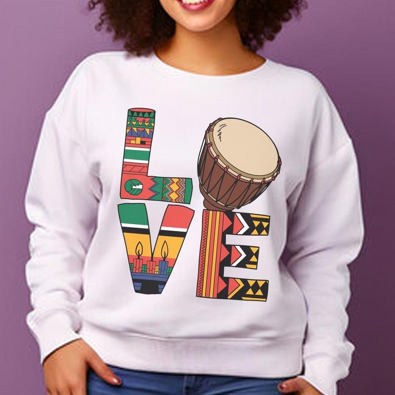 Love Kwanzaa Crewneck Sweater, Africana Traditional Shirt, African American Cultural, Kwanzaa Candles, Kwanzaa African Holiday Tee