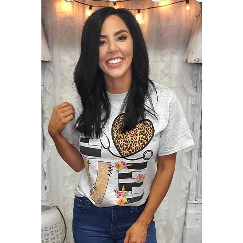Love Leopard Heart Nurse T-Shirt Hoodie, Sweatshirt | RetroVerseTees.com