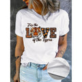 Love Tigers Valentine'WB shield Day Women'WB shield T-Shirt - FOG Polyester, Casual Crew Neck, Semi-Sheer with Geometric...