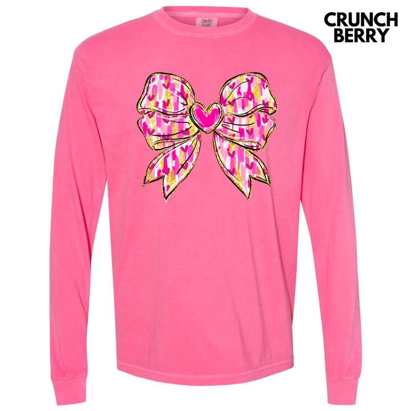 Love You Heart Bow Long Sleeve Comfort Colors T-Shirt Hoodie, Sweatshirt | RetroVerseTees.com