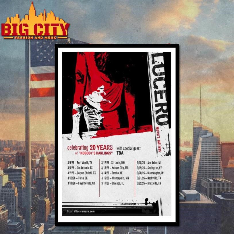 Lucero Celebrating 20 Years Of Nobody’s Darlings Tour 2026 Poster Shirt