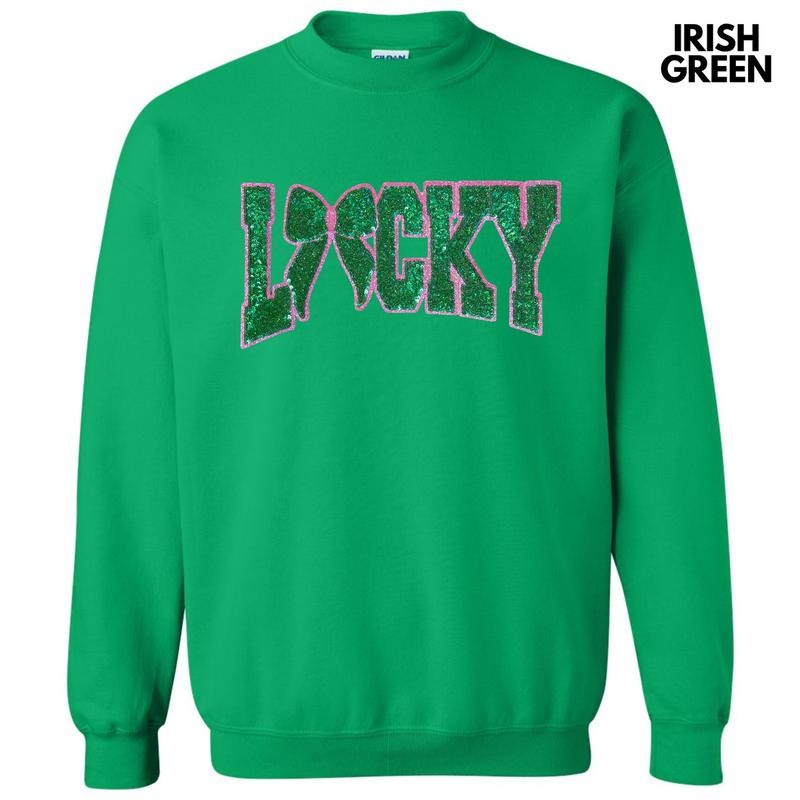 Lucky Bow Sequin Side Bows Patch Sweatshirt T-Shirts, Hoodie | RetroVerseTees.com
