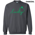 Lucky Cursive Green Puff Sweatshirt T-Shirts, Hoodie | RetroVerseTees.com