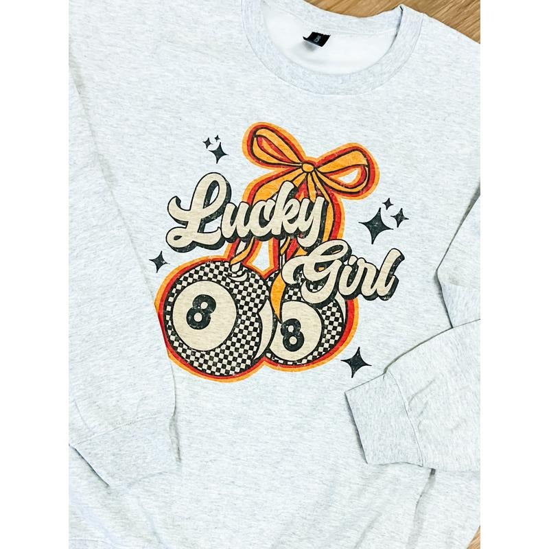 Lucky Girl Graphic Top T-Shirts, Hoodie, Sweatshirt | RetroVerseTees.com