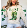Lucky Girl Tshirt Sweatshirt Hoodie, St Patrick's Day Cowboy Boots Shirt, Green Shamrock Bow, Western Irish Shirt, Unisex...