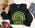 Lucky Rainbow Sweatshirt, St Patrick Hoodie, Unisex Clover Long Sleeve, Lucky Vibes Sweatshirt, Green Rainbow Hoodie....
