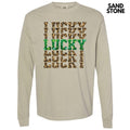 Lucky Stacked Leopard Long Sleeve Comfort Colors T-Shirt Hoodie, Sweatshirt | RetroVerseTees.com