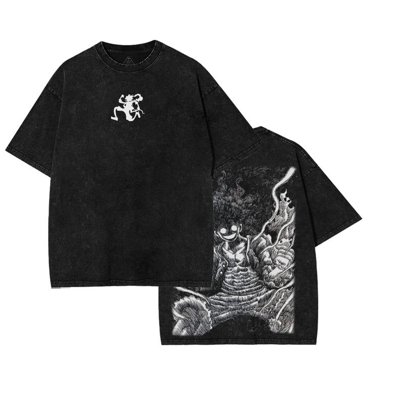 Lufi JoiBoy 'Straw hat pirates.Straw hat pirates' RetroVintage Unisex Anime Manga Acid Washed Lightweight Cotton Tshirt,...