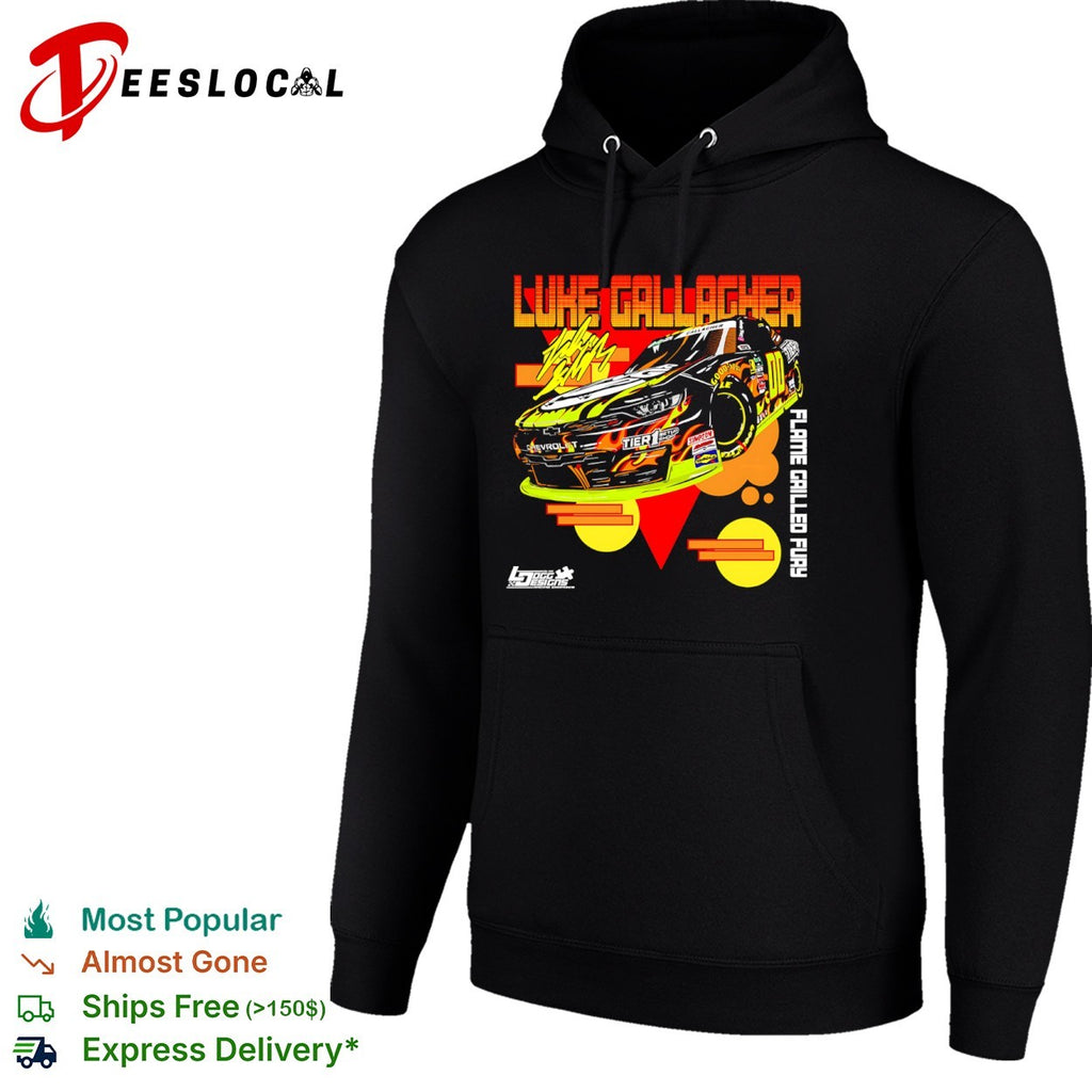 Luke Gallagher flame grilled fury racecar shirt
