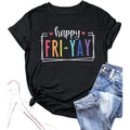 Lulu'WB shield Closet Shop Happy Friday Teacher Shirt Women'WB shield Cotton T-Shirt for Teachers with Colorful "Happy...