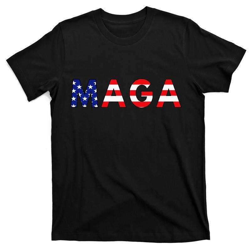 MAGA American Flag Donald Trump 2024 T-Shirt Cotton Menswear Hoodie, Sweatshirt | RetroVerseTees.com