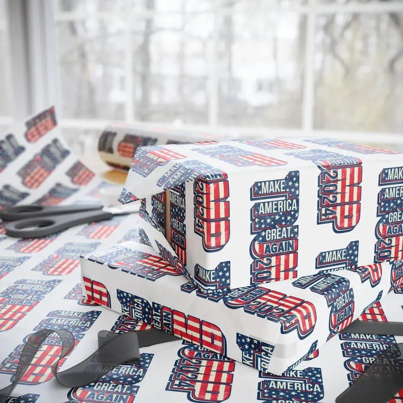 MAGA Gift Wrap | Trump Wrapping Paper | T-Shirts, Hoodie, Sweatshirt | RetroVerseTees.com