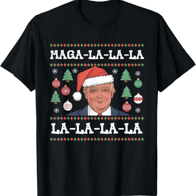 MAGA LA LA LA Donald Trump POTUS 47 Ugly Christmas Sweater T-Shirt Hoodie, Sweatshirt | RetroVerseTees.com