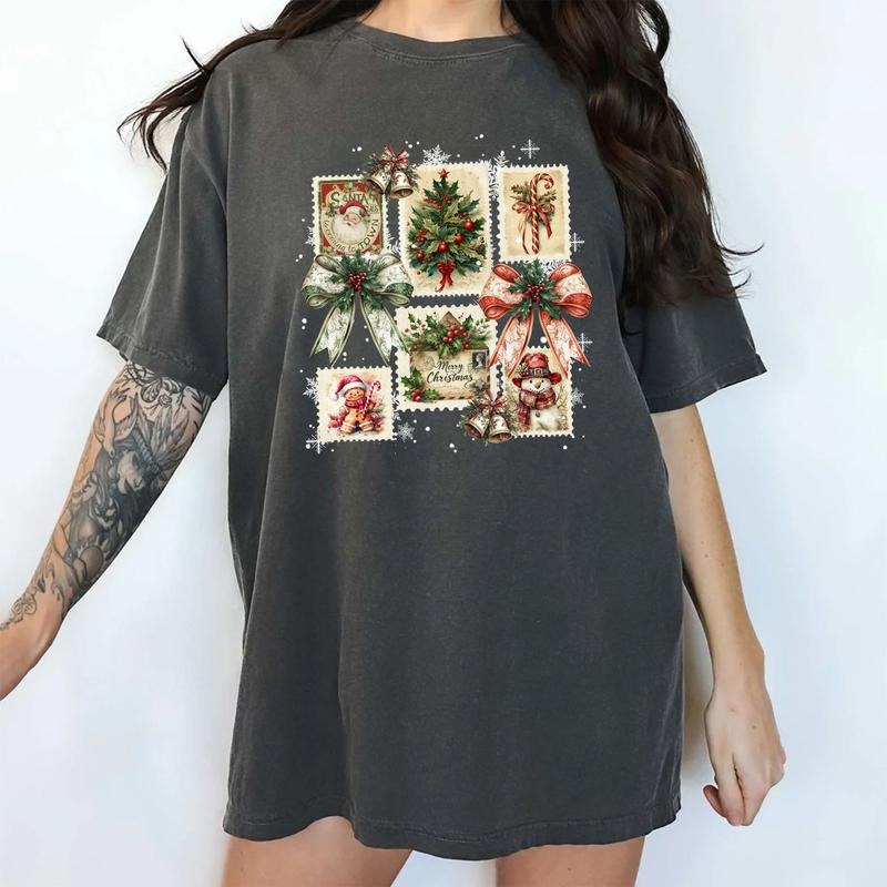 MAPTEES Vintage Coquette Christmas Comfort Colors Shirt, Retro Christmas Season Graphic Tee, Festive Xmas T-shirt,...
