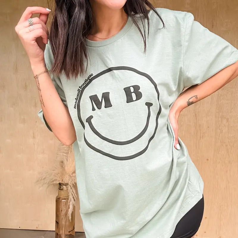 MB Smiley Graphic Tee Hoodie, Sweatshirt | RetroVerseTees.com