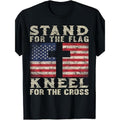 MENChristian Patriotic "Stand for TNF Flag Kneel for TNF Cross" T-Shirt