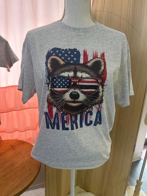 MERICA Raccoon Shirt - Trash Panda Tee - Red White and Blue - Fourth of July Hoodie, Sweatshirt | RetroVerseTees.com