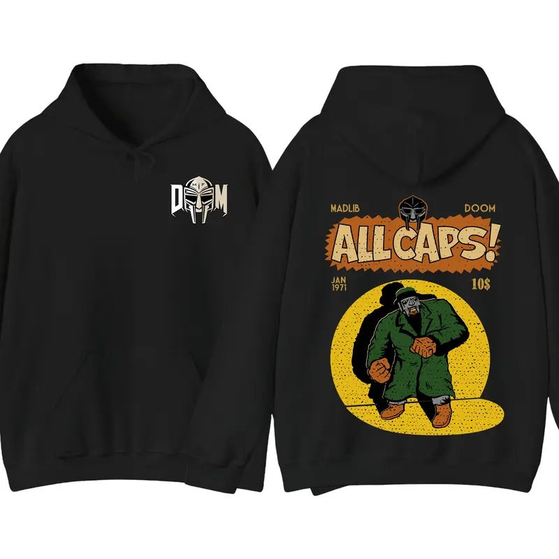 MF Doom Madlib All Cap Hoodie, Rap Music Sweatshirt, Madvillain Metal Tee, Gift For Music Lover | RetroVerseTees.com