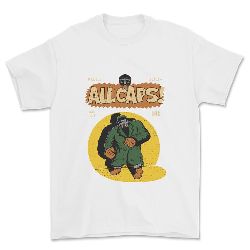 MF Doom Shirt, Madlib Doom All Caps T-Shirt Sweatshirt Hoodie | RetroVerseTees.com