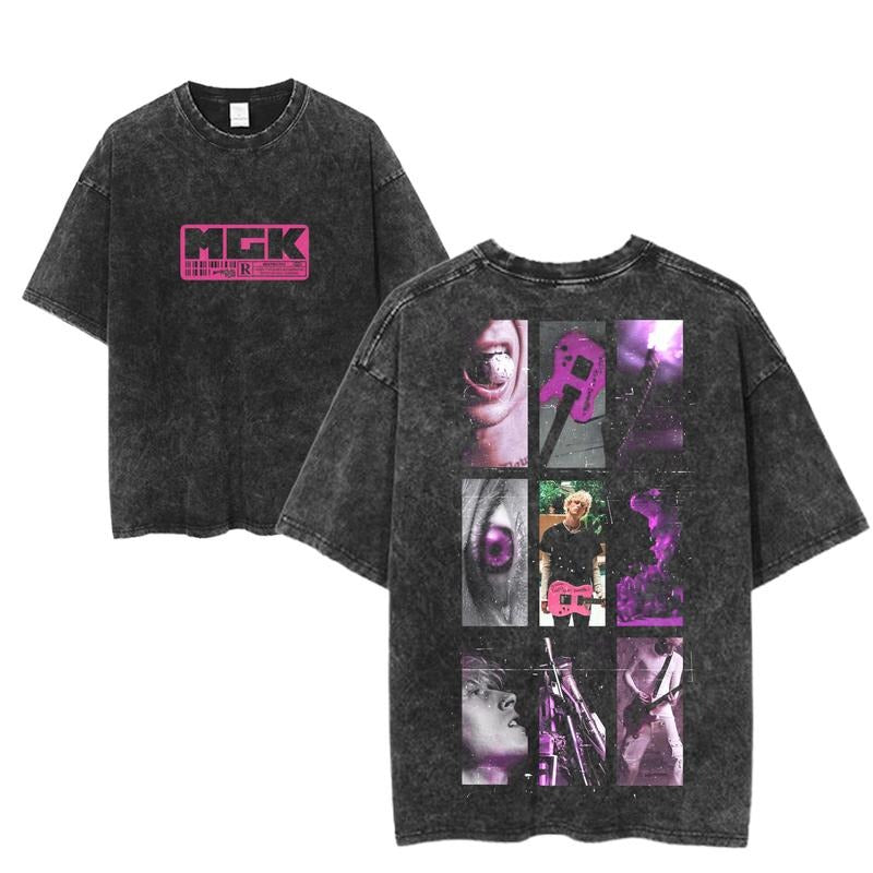 MGK Photo Grid Graphic Tee, Machine Gun Kelly Pink Guitar Shirt, Edgy Collage Band Shirt, Rock Music Aesthetic, Unisex...