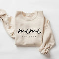 MIMI Est 2024 Sweatshirt, Grandma-life, Mimi Hoodie, New Mom Shirt, Est Sweatshirt, Gift for Mimi Classic Collar Cotton...
