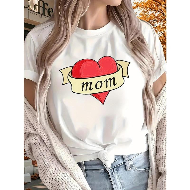 MOM New Women'WB shield Printed T-shirt, Short Sleeves, Four Seasons Can Be Worn for Outdoor, Home, Sports Top Gift style...