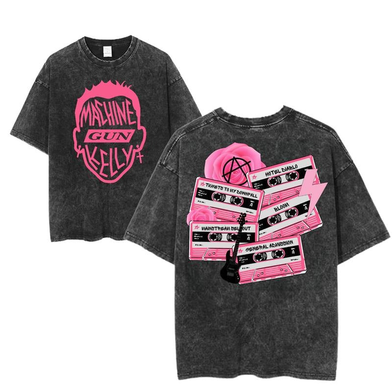 Machine Gun Kelly Cassette Tape Graphic Tee, MGK Album Archive Shirt, Retro Rock Merch, Pink Grunge Aesthetic, Unisex...