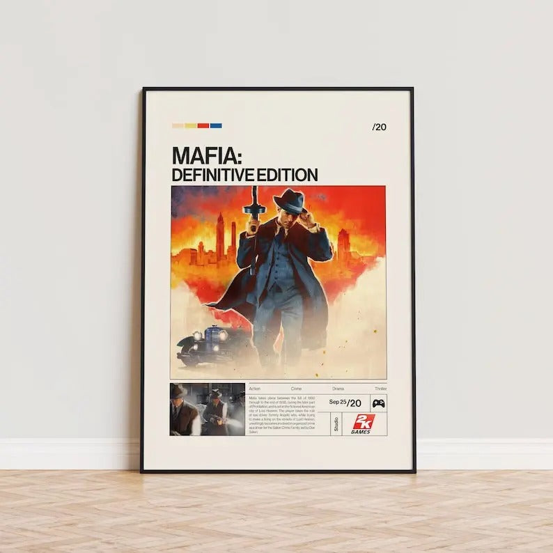 Mafia Definitive Edition Poster, Video Game Poster, Minimalist Game Print, Gaming Room Poster, Gamer Gift, Gaming Print...