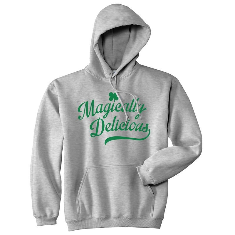 Magically Delicious Hoodie Funny St Patricks Day Outfit Four Leaf Clover Graphic Saying Sweatshirt Funny Hoodies Saint...