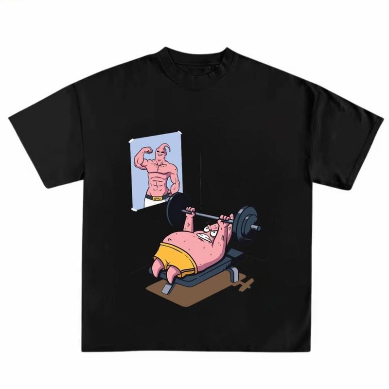 Majin Buu Anime Workout Shirt Featuring Patrick Star Gains, Gym Pumps Cover For Men, Gift For Him, Gift For Her, Cool...